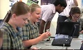 Richards explains to Loreto Students Wind Farm Generator STEMSEL Project to reduce green house gases and learn about carbon economy